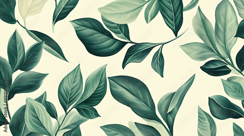 Vibrant Green Foliage Closeup with Textured Leaves in Natural Light and Detailed Vein-generative ai Vibrant Green Foliage Closeup with Textured Leaves in Natural Light and Detailed Vein-generative ai