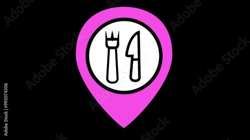 Looping animation of  pink map location pin bouncing on background