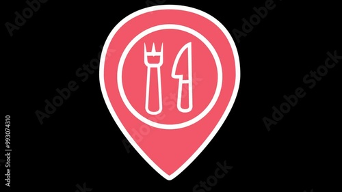 Looping animation of red map location pin bouncing on background