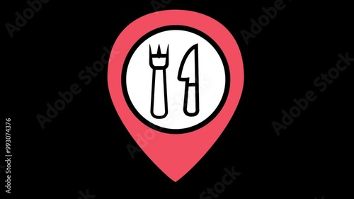 Looping animation of red map location pin bouncing on background