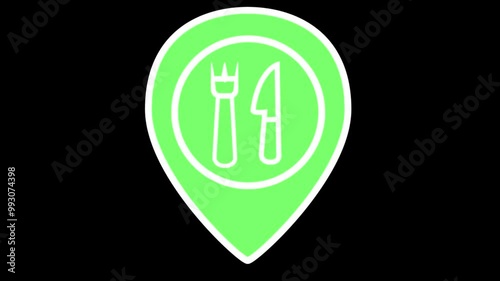 Looping animation of  green  map location pin bouncing on background