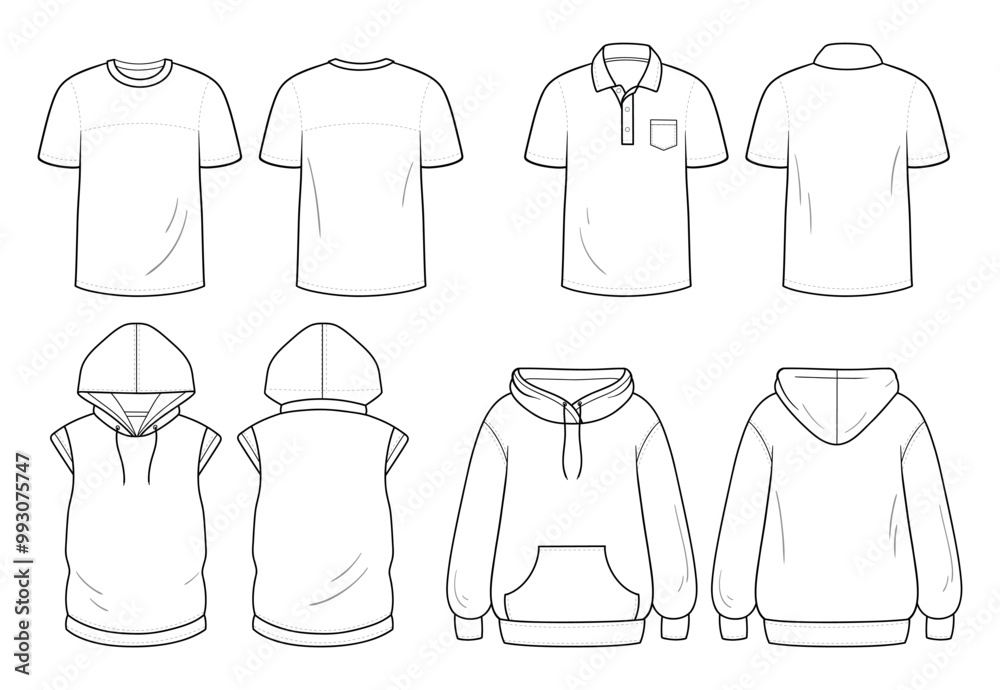 Clothing collection in hand drawn style Clothing collection in hand drawn style