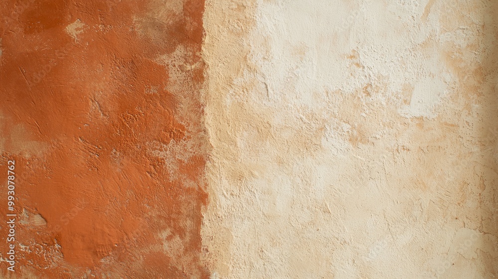 Fototapeta premium Old wall with a vintage look, cracked and weathered, adds charm to any project with its beige and brown hues