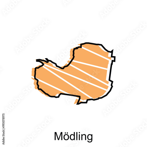 modern map City of Modling vector, Stylized simple outline map of Austria template design, on white background photo