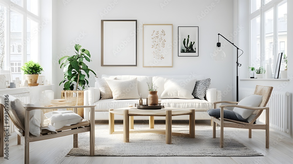 Scandinavian-inspired living room with a light, airy feel and simple furniture