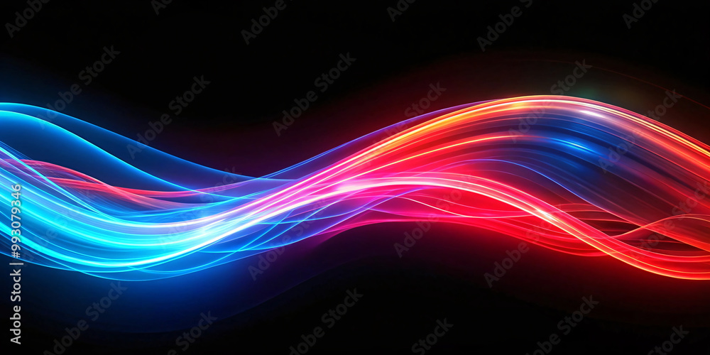 Black modern wide abstract technology background with blue and pink glowing high-speed and movement light effect. Black modern wide abstract technology background with blue and pink glowing high-speed and movement light effect.