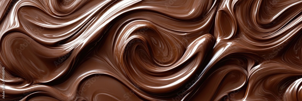 Melted chocolate texture with glossy, rich swirls and smooth, silky surfaces Melted chocolate texture with glossy, rich swirls and smooth, silky surfaces