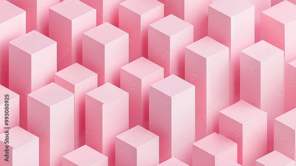 A cluster of pink cubes forming a geometric pattern against a pale pink backdrop A cluster of pink cubes forming a geometric pattern against a pale pink backdrop