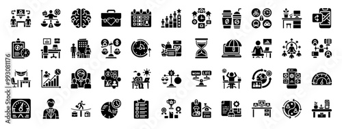 work life balance icon set, life flexibility integration harmony adaptation