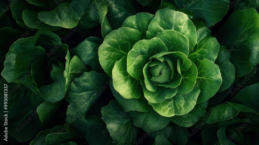 Fresh Green Lettuce Leaves Close-Up View Fresh Green Lettuce Leaves Close-Up View