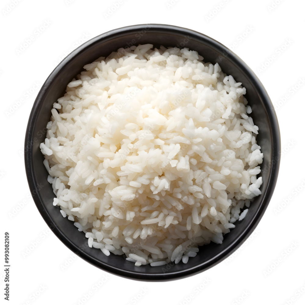 Rice on black bowl isolated on transparent background Rice on black bowl isolated on transparent background