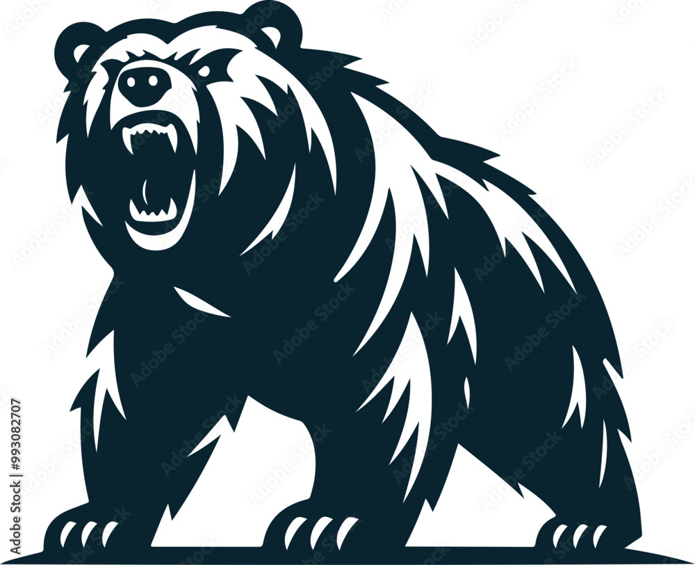 Fototapeta premium Angry bear Silhouette Vector file. on white background