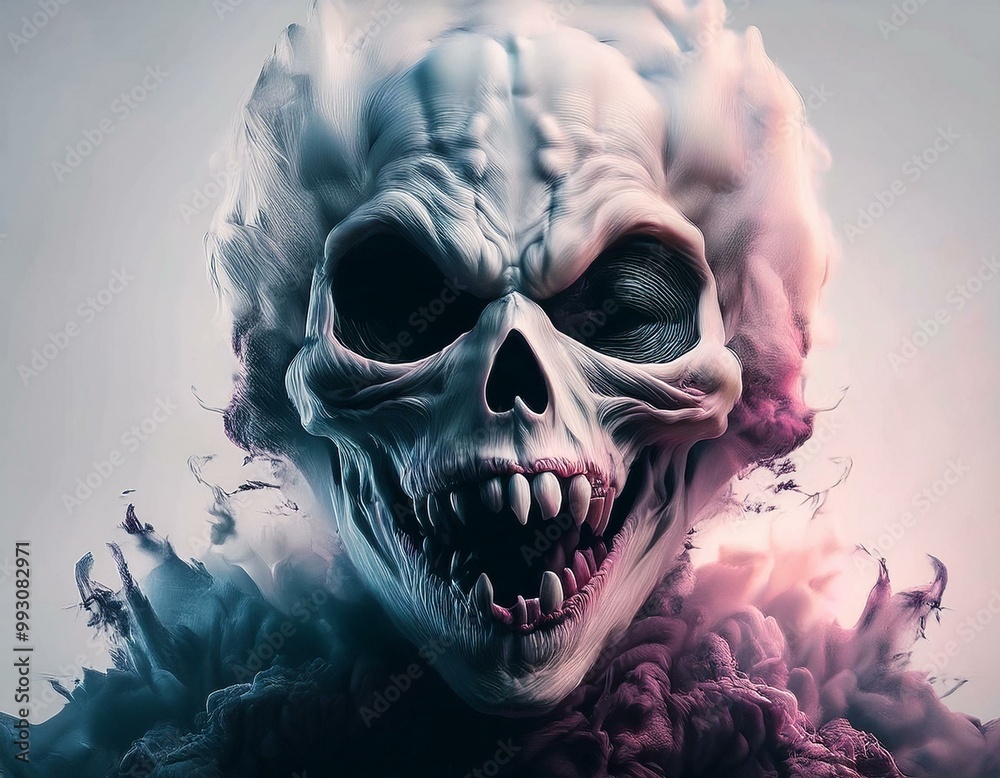 Skull made of smoke colorful with cinematic lighting Skull made of smoke colorful with cinematic lighting