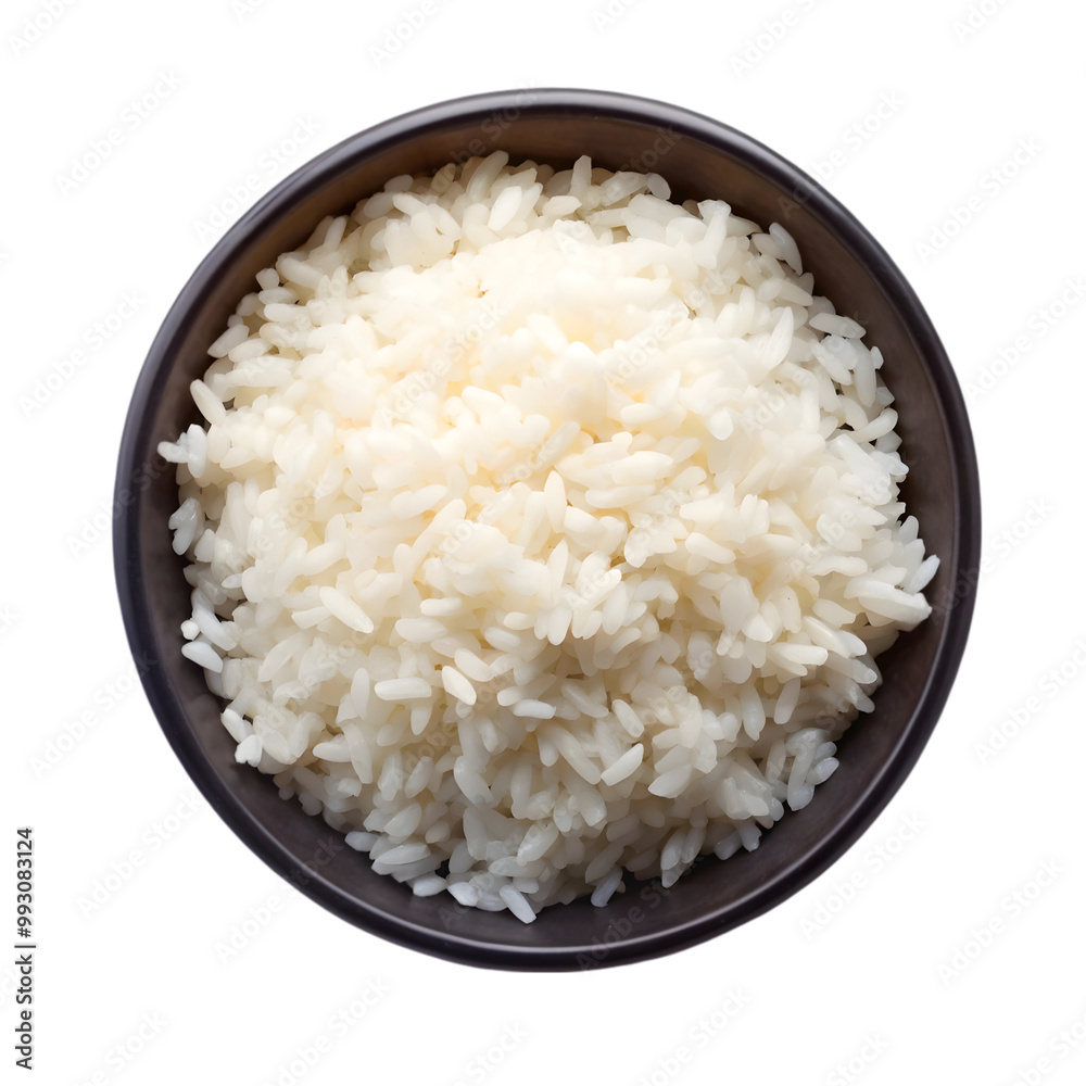 Rice on black bowl isolated on transparent background Rice on black bowl isolated on transparent background