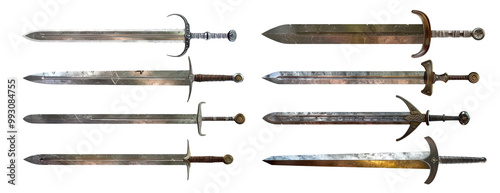 Set of medieval swords, cut out