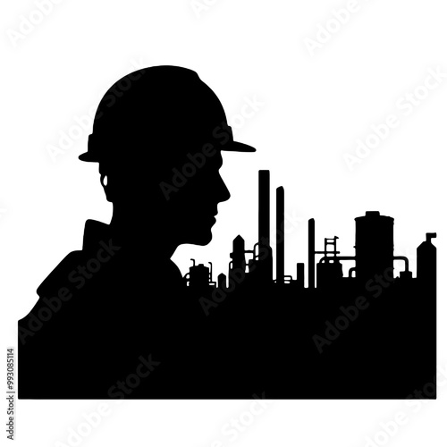 Engineer at Work Silhouette Vector Illustration Transparent Background