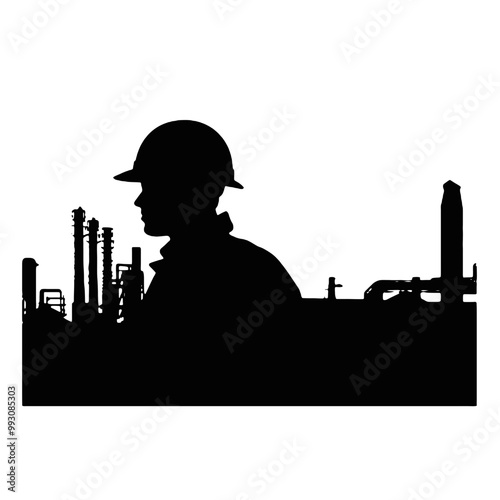 Engineer at Work Silhouette Vector Illustration Transparent Background