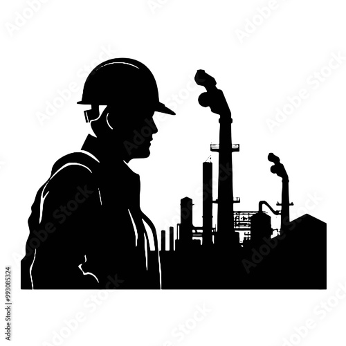 Engineer at Work Silhouette Vector Illustration Transparent Background