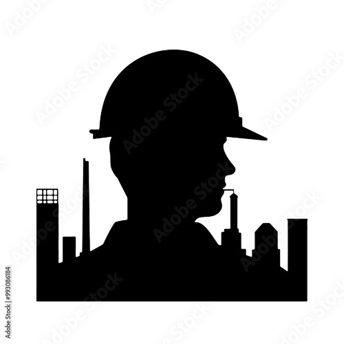 Engineer at Work Silhouette Vector Illustration Transparent Background