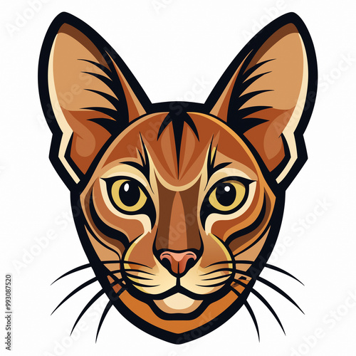 Stylish Abyssinian Cat Emblem: Great for Graphic Ads Promoting Pet Services and Animal Welfare Organizations