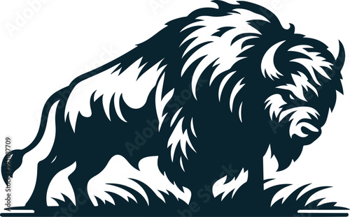 Angry bison Silhouette Vector file. on white background