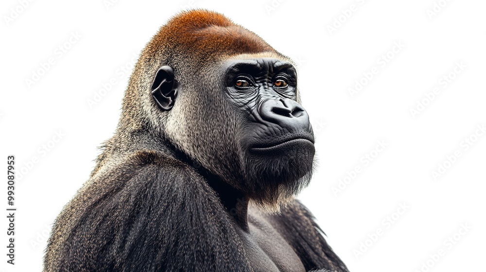 Obraz premium portrait of a gorilla isolated on a white background 