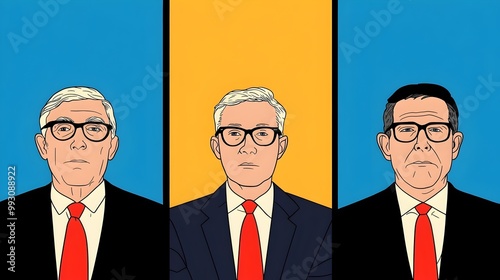 Vibrant Retro Modern Business Professionals in Pop Art Portrait