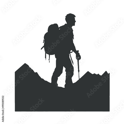 mountaineer climber hiker people, vector silhouette collection