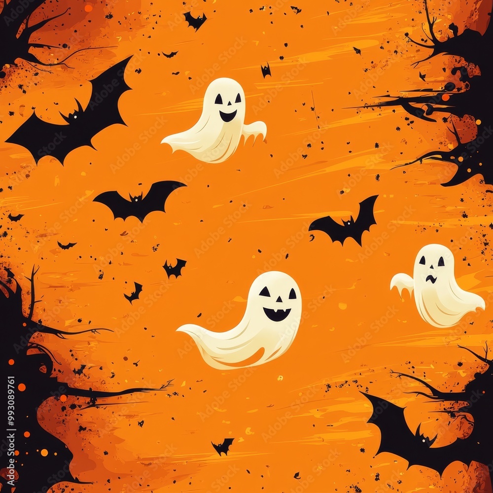 Festive Halloween Banner with Spooky Font and Silhouettes, Ideal for Vector Art and Advertising Festive Halloween Banner with Spooky Font and Silhouettes, Ideal for Vector Art and Advertising