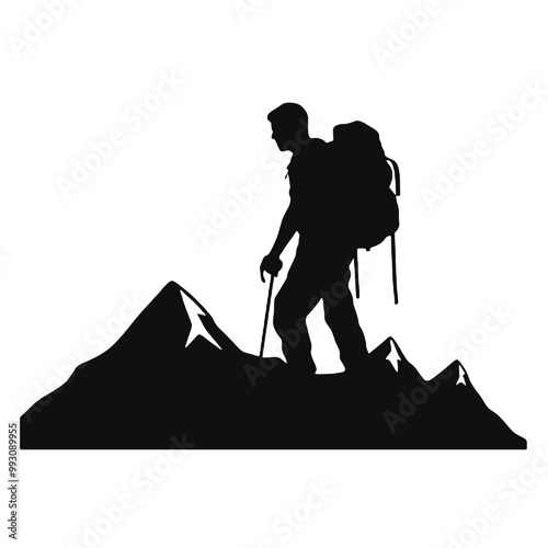 mountaineer climber hiker people, vector silhouette collection