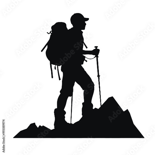 mountaineer climber hiker people, vector silhouette collection