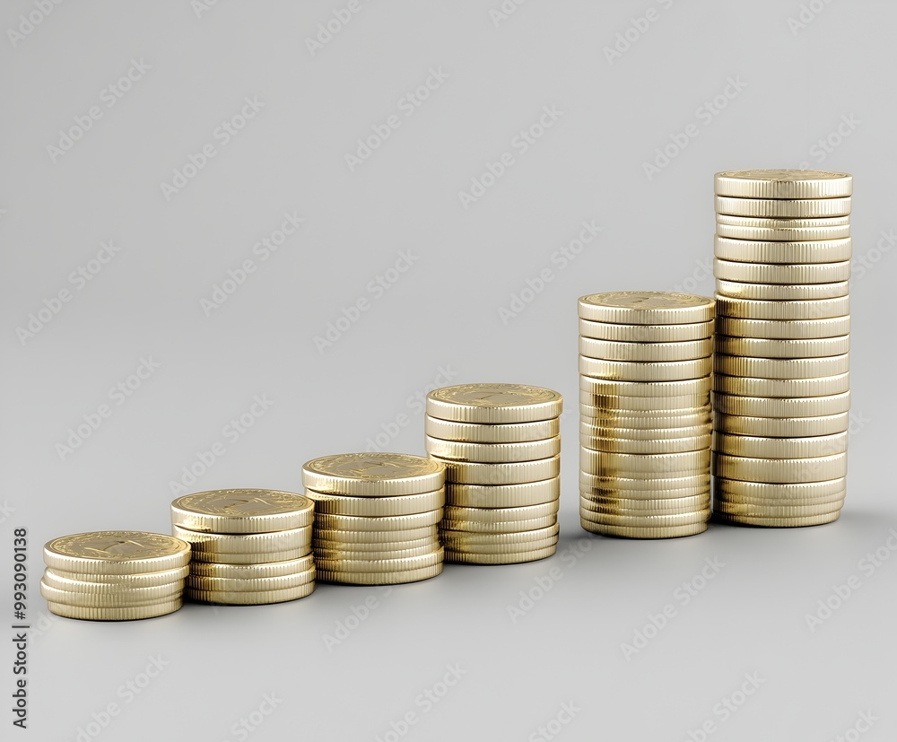 Stacked Coin Piles Showcasing Financial Growth and Investment Strategies Stacked Coin Piles Showcasing Financial Growth and Investment Strategies