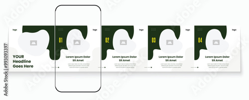 Carousel banner design with editable cellphone mockup. Cellphone carousel template post.  Marketing carousel banner template pack. Creative social media post design bundle