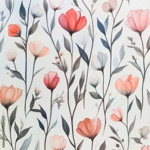 Watercolor Floral Pattern.