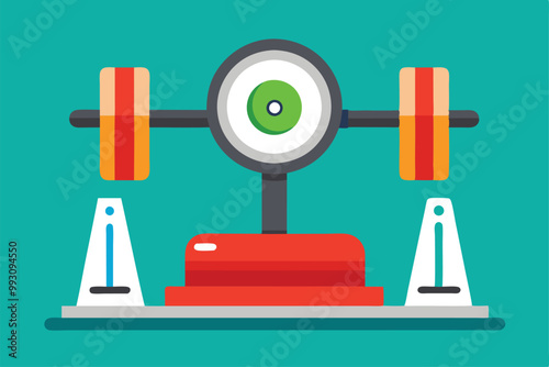 A detailed illustration of a customizable weight setup, showcasing a barbell with weight plates in a colorful design, Customizable weight illustration.