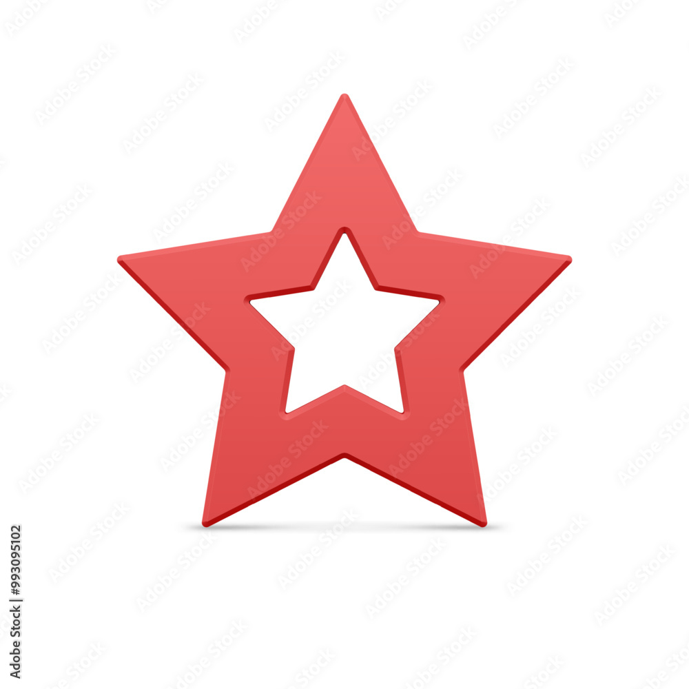 Classic red realistic five pointed star outline border metallic glossy Christmas luxury bauble decor vector illustration. Traditional expensive Xmas stellar insignia symbol of best quality 3d template Classic red realistic five pointed star outline border metallic glossy Christmas luxury bauble decor vector illustration. Traditional expensive Xmas stellar insignia symbol of best quality 3d template