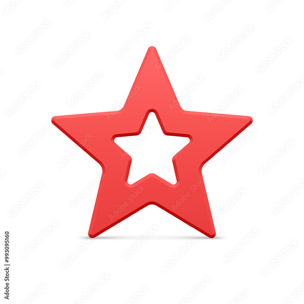 Classic red realistic five pointed star outline border metallic glossy Christmas luxury bauble decor vector illustration. Traditional expensive Xmas stellar insignia symbol of best quality 3d template Classic red realistic five pointed star outline border metallic glossy Christmas luxury bauble decor vector illustration. Traditional expensive Xmas stellar insignia symbol of best quality 3d template