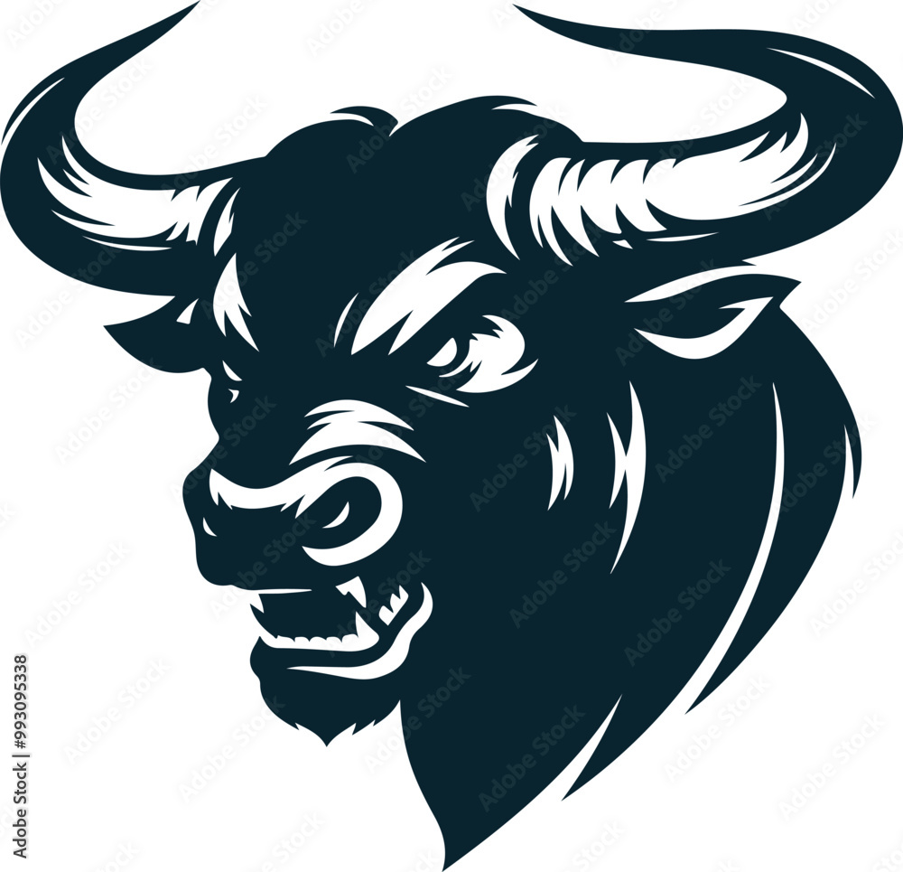 Angry bull Silhouette Vector file. on white background Angry bull Silhouette Vector file. on white background