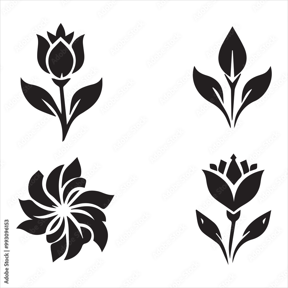 Fototapeta premium Creative Set Of Flower Outline Design