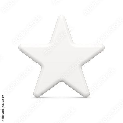 Tenderness white glossy five pointed star decorative design leadership achievement insignia realistic vector illustration. Minimalist expensive frozen asterisk traditional winter holiday symbol