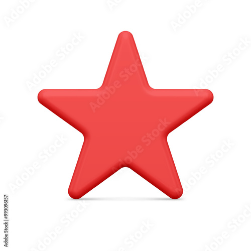 Realistic red classic five pointed star decorative design element of best award insignia leader achievement vector illustration. Premium starry festive winter holiday decor winner victory template