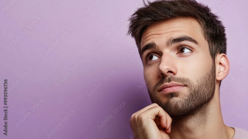 Fototapeta premium A man with a beard and a serious look on his face
