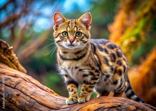 In their native environment, enchanting black-footed cats display unique characteristics and intriguing behaviors, photo