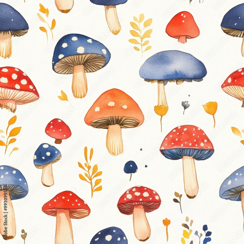 Watercolor Mushroom Pattern. Watercolor Mushroom Pattern.