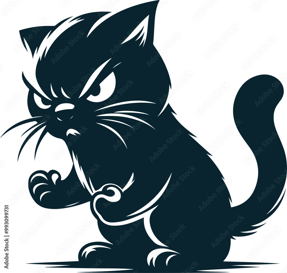Angry Cat Silhouette Vector file. on white background Angry Cat Silhouette Vector file. on white background