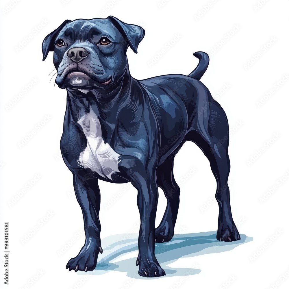 Fototapeta premium Black Pit Bull Terrier.