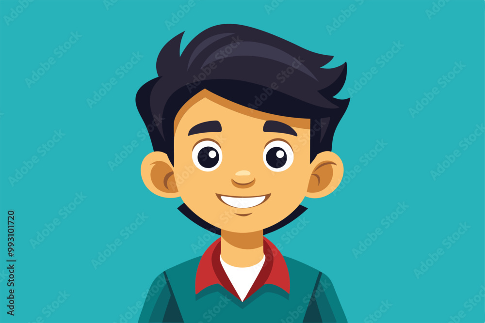 A cheerful young character smiles confidently, showcasing a unique cartoon design with bright colors, Customize your own cartoon illustration.