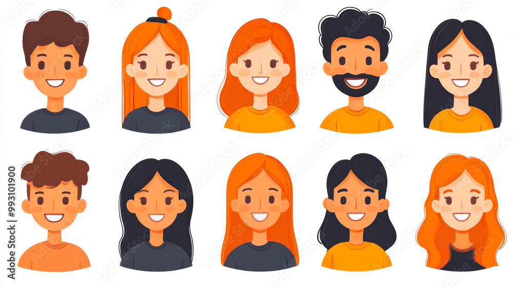 Colorful cartoon characters with big smiles, illustrating happiness and joy, perfect for playful and cheerful themes. Colorful cartoon characters with big smiles, illustrating happiness and joy, perfect for playful and cheerful themes.