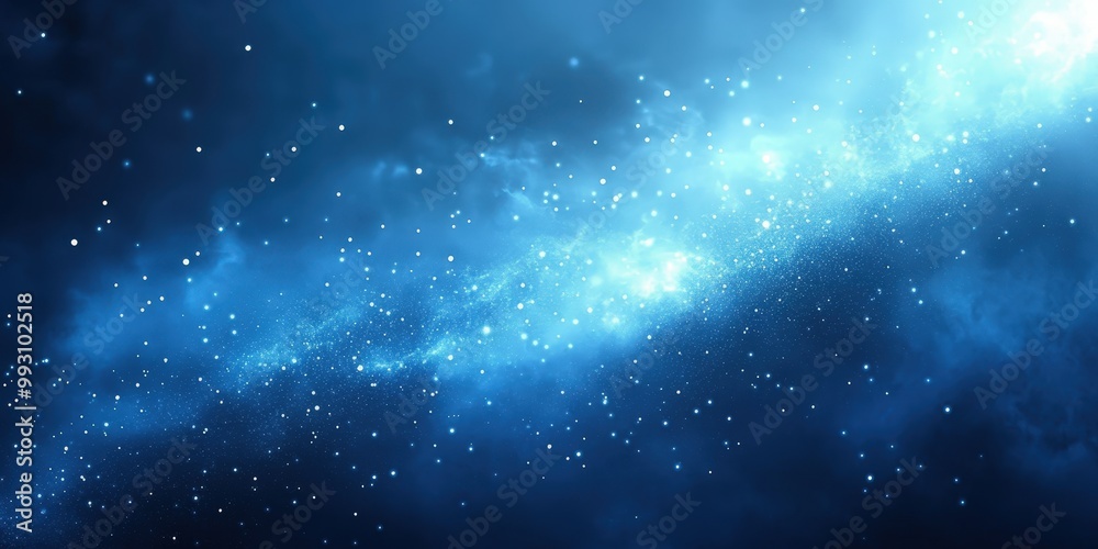 Obraz premium Blue Background with White Light Particles in Motion