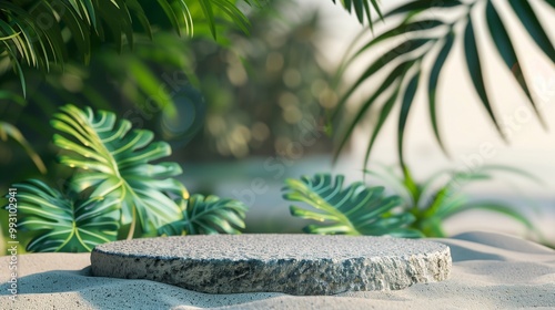 Tropic leaves product placement podium background